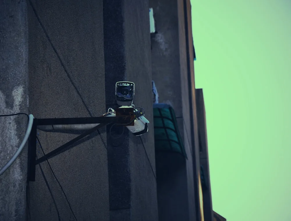 Digital security infrastructure mounted on a commercial building