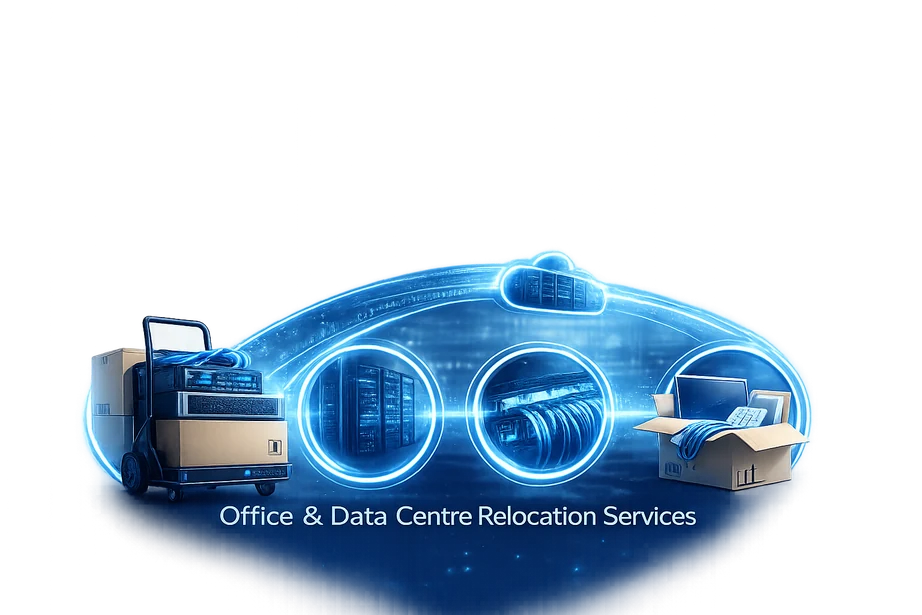 Digital illustration of office and data centre relocation services